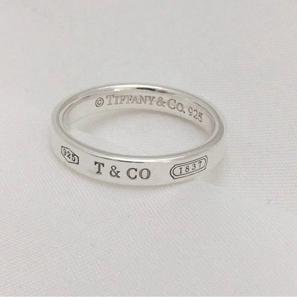 Tiffany & Co. Sterling Silver T & CO Engraved Band - Silver